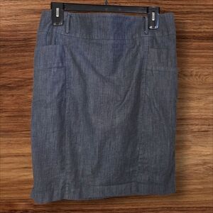 Calvin Klein Blue Denim Look Pencil Skirt With Front Pockets Size 16